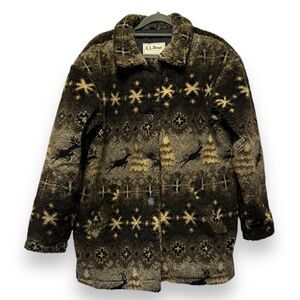 Vintage L.L. Bean Reindeer Winter Fleece Jacket